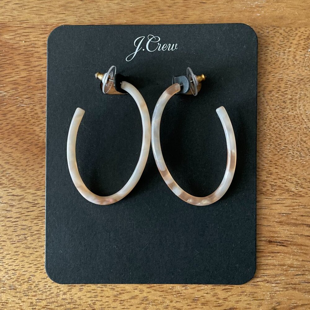 J. Crew Peach Cream Resin Tortoise Hoop Earrings